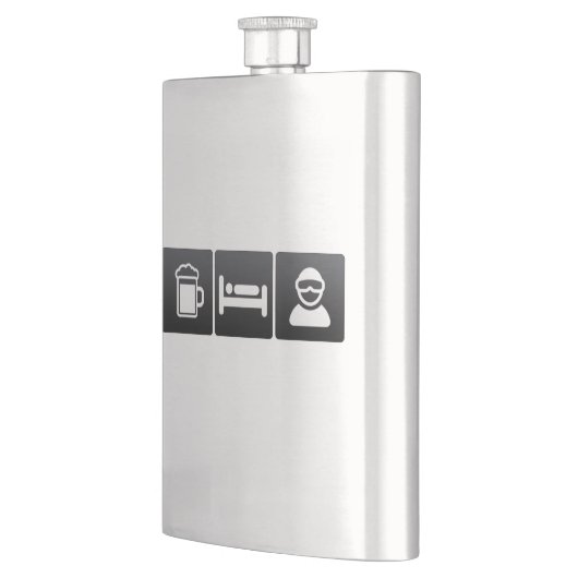 Getränk, Schlaf und Schnee-Boarding Flachmann (Links)