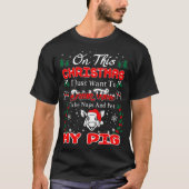 Getränk-Wein-Haustier-Schwein-Weihnachtshässliche T-Shirt (Vorderseite)