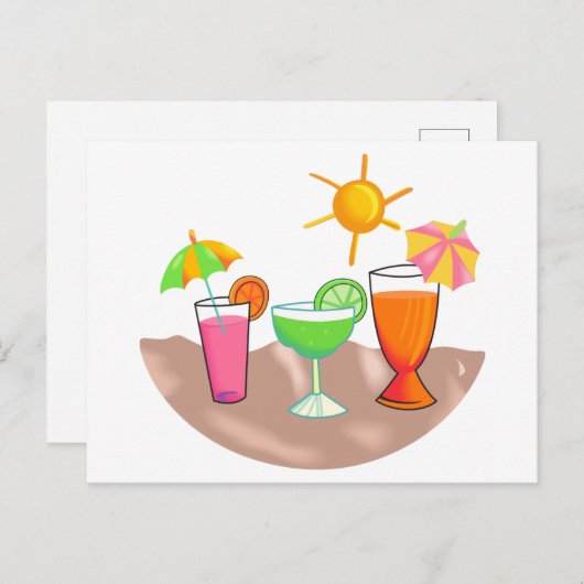 Getränke am Strand Postkarte (Vorne/Hinten)