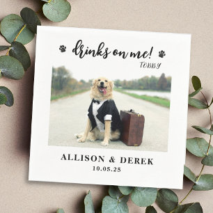 Getränke an mir   Niedliche Dog-Foto-Hochzeit von  Serviette