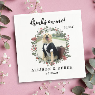 Getränke an mir   Niedliche Dog-Foto-Hochzeit von  Serviette