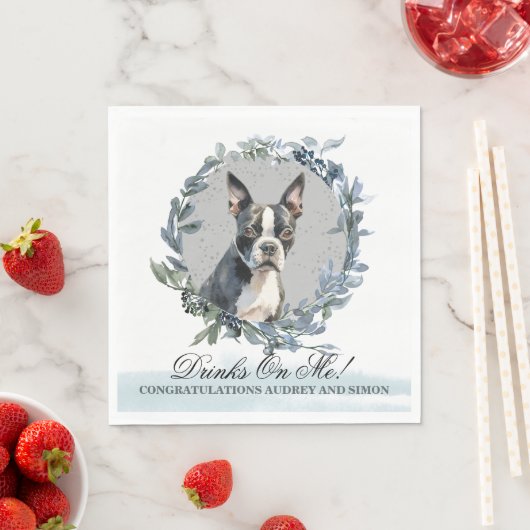 Getränke auf Me Boston Terrier Pet Wedding Serviette (Beispiel)