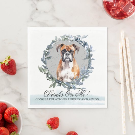 Getränke auf Me Boxer Dog Pet Wedding Serviette (Beispiel)