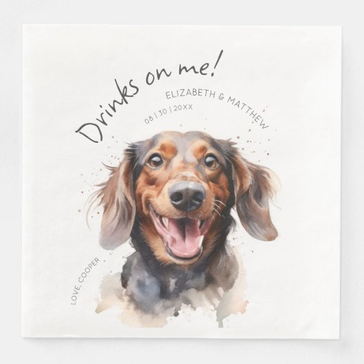 Getränke auf meiner Dackel Aquarell Spaß Hunde Hau Serviette (Vorderseite)