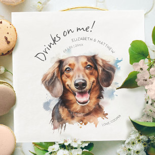 Getränke auf meiner Dackel Aquarell Spaß Hunde Hau Serviette