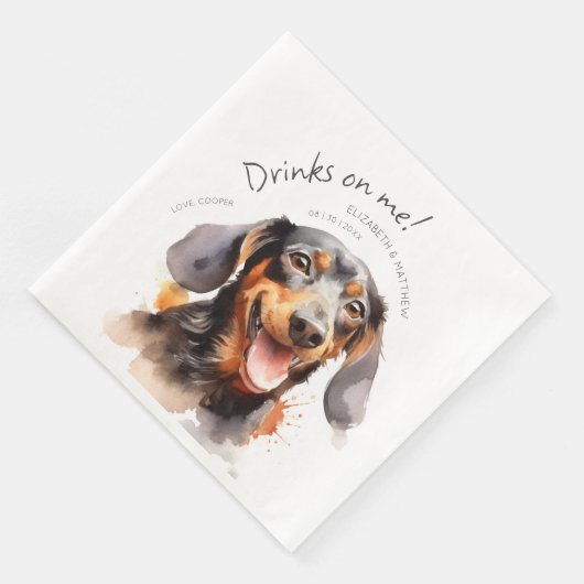 Getränke auf meiner Dackel Aquarell Spaß Hunde Hau Serviette (Ecke)