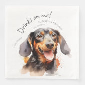 Getränke auf meiner Dackel Aquarell Spaß Hunde Hau Serviette (Vorderseite)