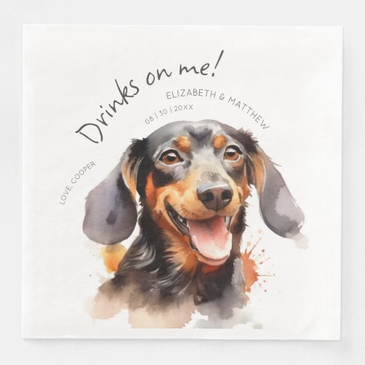 Getränke auf meiner Dackel Aquarell Spaß Hunde Hau Serviette (Vorderseite)