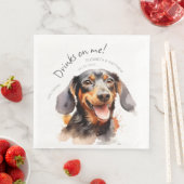 Getränke auf meiner Dackel Aquarell Spaß Hunde Hau Serviette (Beispiel)