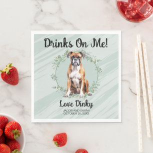 Getränke auf mich! Boxer-Hund Hochzeit Serviette
