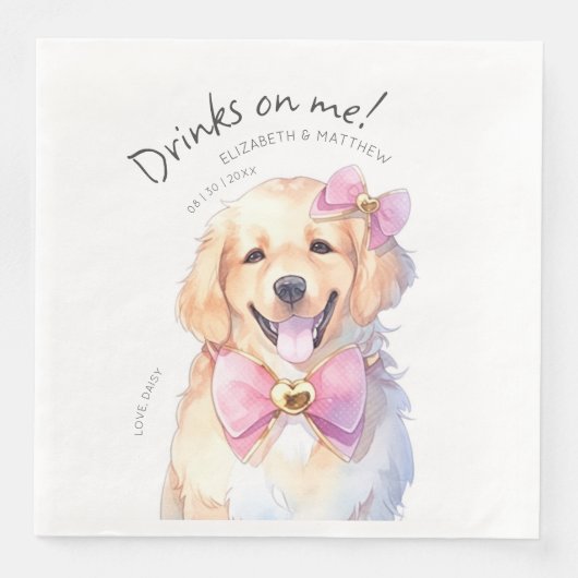 Getränke auf mir Goldie Wasserfarbe Spaß Hund Haus Serviette (Vorderseite)