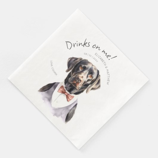 Getränke auf mir Labrador Wasserfarbenspass Dog Pe Serviette (Ecke)