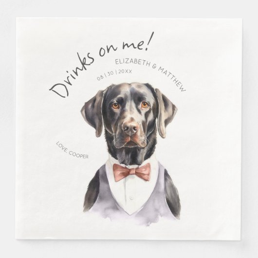 Getränke auf mir Labrador Wasserfarbenspass Dog Pe Serviette (Vorderseite)