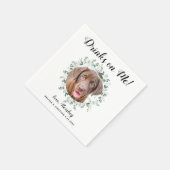 Getränke auf mir Open Bar Pet Foto Hochzeit Serviette (Ecke)