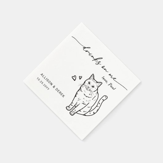 Getränke auf Niedlicher Hauskatze mit Skript Serviette (Ecke)