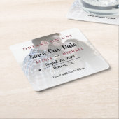 Getränke auf uns einfache Foto Hochzeit speichern Rechteckiger Pappuntersetzer (angewinkelt)