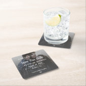 Getränke auf uns einfache Foto Hochzeit speichern Rechteckiger Pappuntersetzer (Vor Ort)