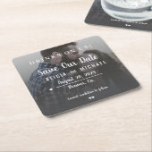 Getränke auf uns einfache Foto Hochzeit speichern Rechteckiger Pappuntersetzer (angewinkelt)