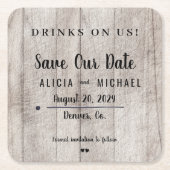 Getränke auf uns einfache rustikale Hochzeit speic Rechteckiger Pappuntersetzer (Vorderseite)