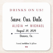 Getränke auf uns einfache rustikale Hochzeit speic Rechteckiger Pappuntersetzer (Vorderseite)