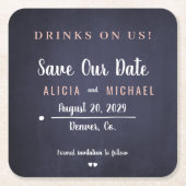 Getränke auf uns einfache rustikale Hochzeit speic Rechteckiger Pappuntersetzer (Vorderseite)