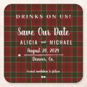 Getränke auf uns einfache rustikale Hochzeit speic Rechteckiger Pappuntersetzer (Vorderseite)