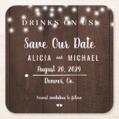 Getränke auf uns einfache rustikale Hochzeit speic Rechteckiger Pappuntersetzer (Vorderseite)