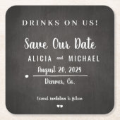 Getränke auf uns einfache rustikale Hochzeit speic Rechteckiger Pappuntersetzer (Vorderseite)