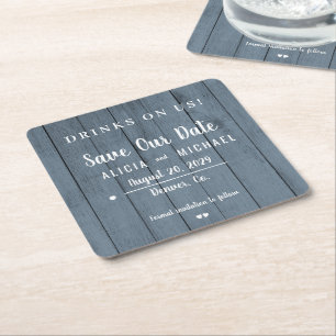 Getränke auf uns einfache rustikale Hochzeit speic Rechteckiger Pappuntersetzer