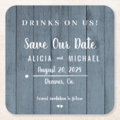 Getränke auf uns einfache rustikale Hochzeit speic Rechteckiger Pappuntersetzer (Vorderseite)