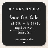 Getränke auf uns einfache Skript Hochzeit speicher Rechteckiger Pappuntersetzer (Vorderseite)