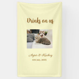 Getränke auf uns offene Bar Haustier-Foto-Hochzeit Banner