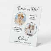 Getränke auf US-Haustier Hochzeit Custom Foto Hund Sockelschild (Vorderseite)