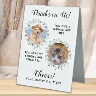 Getränke auf US Hund Open Bar Haustiere Hochzeit Tischaufsteller