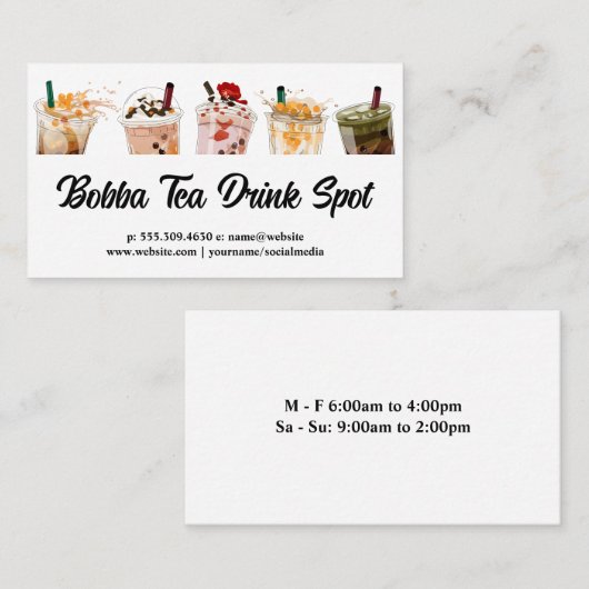 Getränke aus Bubeltee Visitenkarte (Vorne/Hinten)