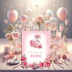 Getränke Babydusche signieren Pink Flamingo Baller Poster
