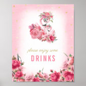 Getränke Babydusche signieren Pink Flamingo Baller Poster (Vorne)