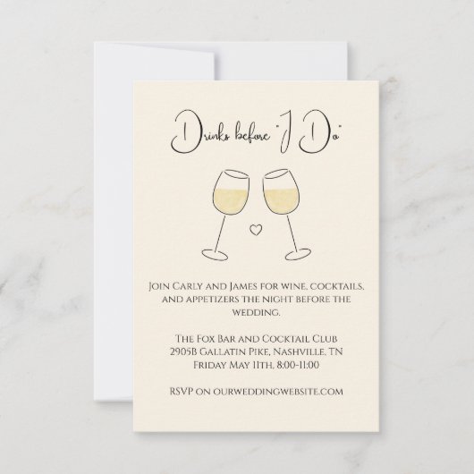 Getränke bevor ich eine Probe mit Weißwein mache Einladung (Vorderseite)