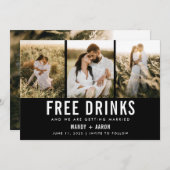 Getränke Drei Foto Hochzeit sparen das Datum Save The Date (Vorne/Hinten)