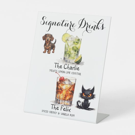 Getränke für Haustiere, Hochzeiten und Bar Sockelschild (Vorderseite)