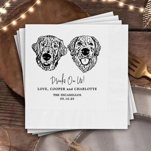 Getränke für Haustiere von uns Zeichnend Hochzeit Serviette