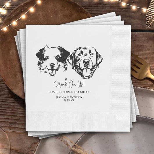 Getränke für Haustiere von uns Zeichnend Hochzeit Serviette
