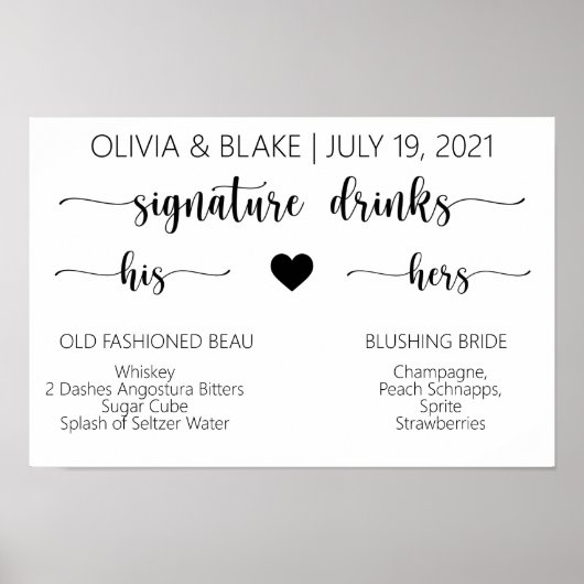 Getränke für Hochzeiten drucken Poster (Vorne)