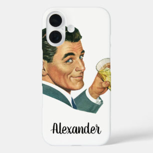 Getränke für Vintage-Cocktails, Mann trinkt Geträn iPhone 16 Hülle