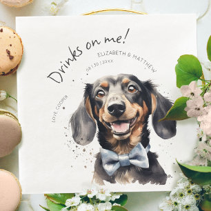 Getränke Gehen Auf Mich Dachshund Wasserfarben Lus Serviette