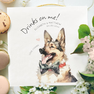 Getränke Gehen Auf Mich Deutscher Schäferhund Wass Serviette