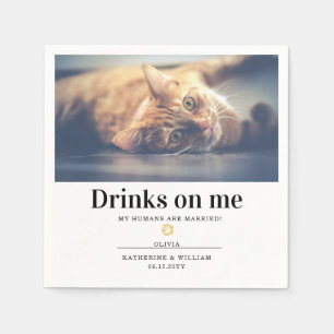 Getränke Gehen Auf Mich Lustiges Katzenfoto Hochze Serviette