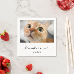 Getränke Gehen Auf Mich Süße Einfache Foto Katze H Serviette