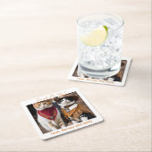 Getränke Gehen Auf Uns Einfache Foto Niedliche Lus Rechteckiger Pappuntersetzer (Vor Ort)