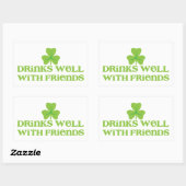 GETRÄNKE gut mit Freunden Kleeblatt Kleeblatt Rechteckiger Aufkleber (Blatt)